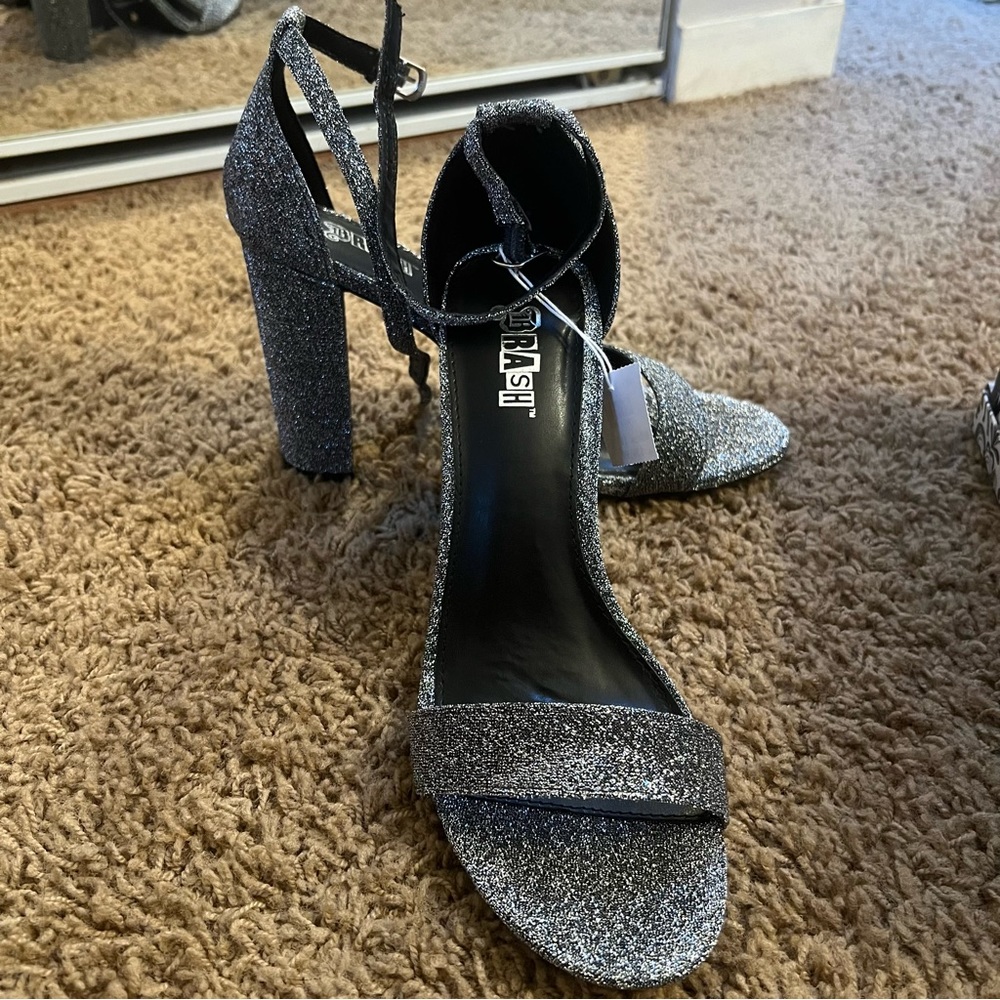 Brash, metallic chunky heels